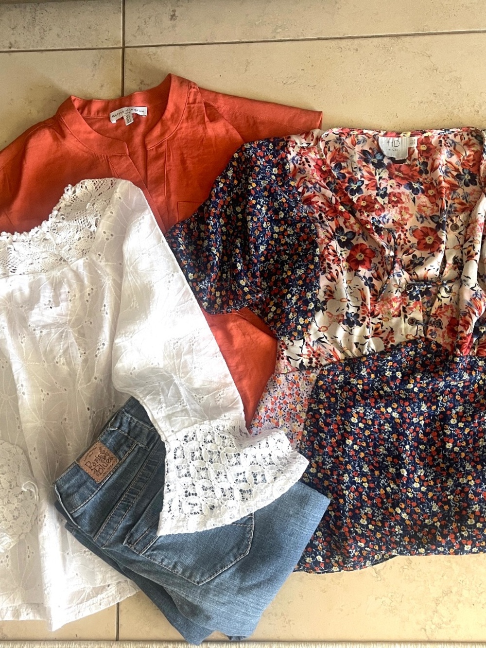 3 x Women Top Small Shirt Bundle + Paris Blue Jeans sz 27